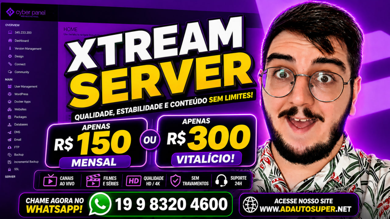 XTREAM SERVER Servidor de TV - Painel ADM